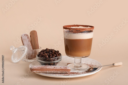 Glass of tasty Tiramisu coc...