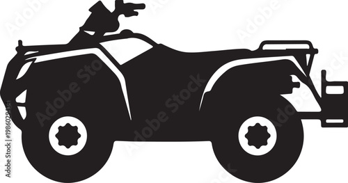 Black ATV, four-wheeler, off-road vehicle, silhouette, vector icon
