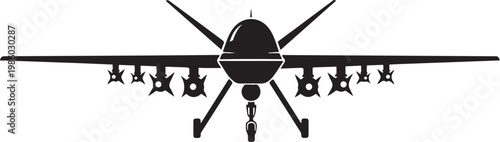 Black drone icon, aircraft silhouette, vector airplane, flying machine