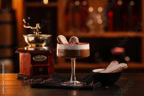 Glass of tasty Tiramisu coc...