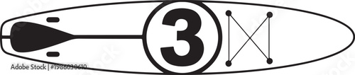 Kayak, vector kayak, boat icon, number 3, paddleboard