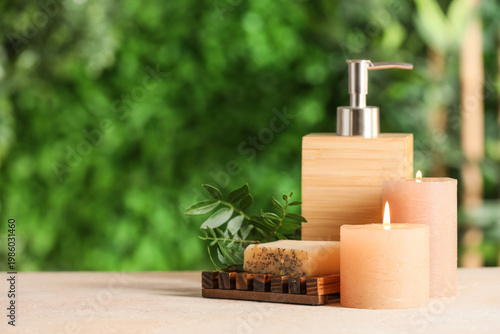 Spa candles with soap and l...