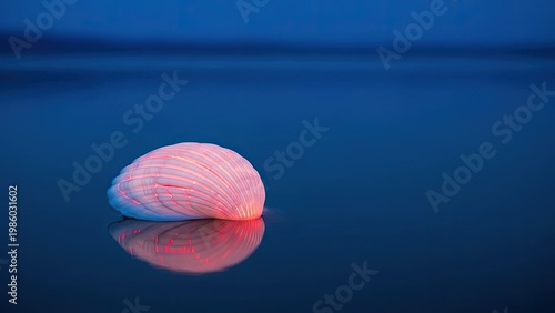 Shell on water with soft lighting creating a calming atmosphere illustration