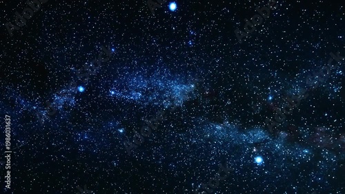 Milky Way stars on a dark countryside skies. Time-lapse video.