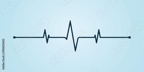 An abstract medical illustration featuring a blue ekg heartbeat wave forming a heart shape on a digital cardiogram monitor graph to track healthcare pulse rates