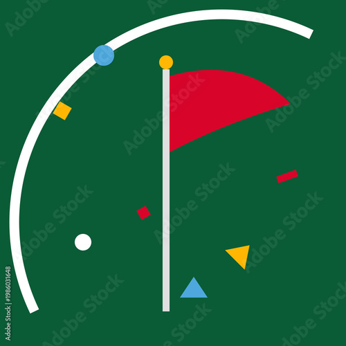 corner flag celebration with geometric confetti