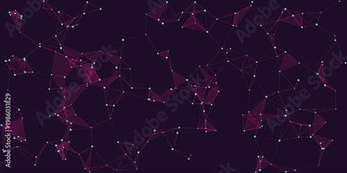 Abstract Network Visualization: A visually stunning depiction of interconnected data points, forming an intricate network of digital connections.