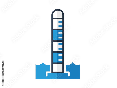 Stylized illustration of a lighthouse standing tall in the ocean waves.