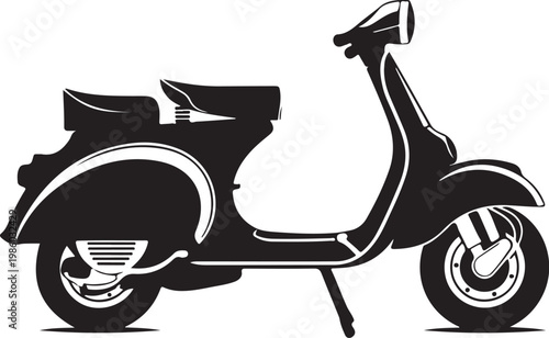 Scooter, motor scooter, vespa, black and white, vector illustration, transportation, vehicle
