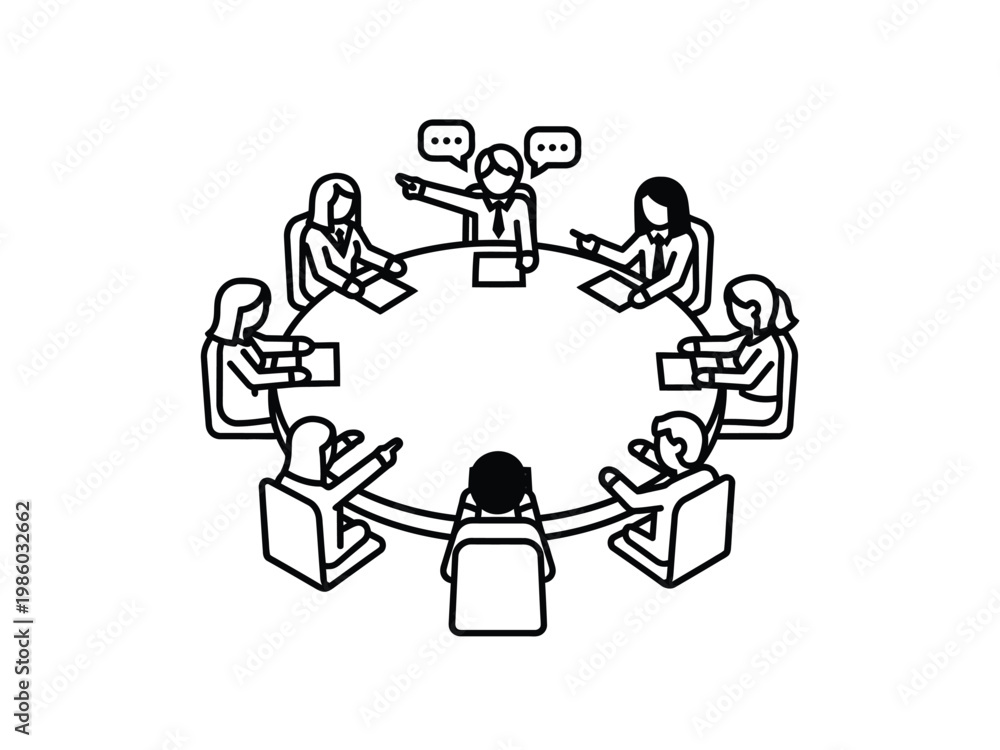 Fototapeta premium Team Meeting Around Oval Table Discussing Ideas.