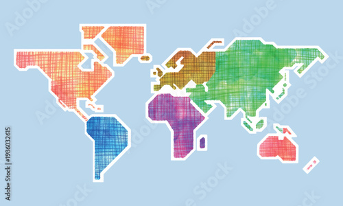 Vector hand drawn world map	