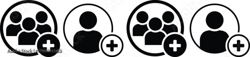 Icons representing different group sizes with addition symbols