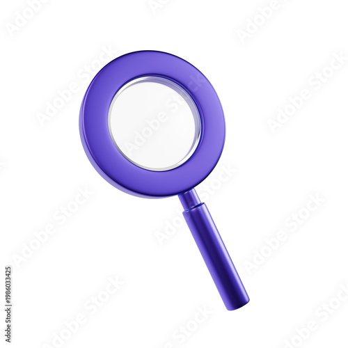 Canvastavla Search Icon purple 3D Glass Magnifying Glass Minimal Design