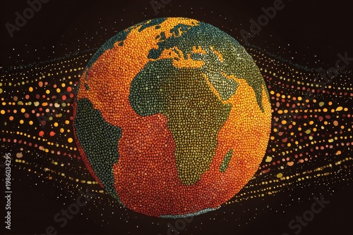 a vibrant illustration of the Earth covered in pulses on World Pulses Day, promoting a nutritious and sustainable future.