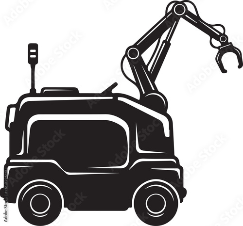 Black, heavy-duty, construction, vehicle, crane, truck, silhouette, icon
