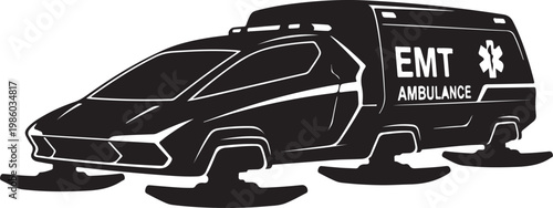 Emergency vehicle, EMT ambulance, snow ambulance, vector illustration