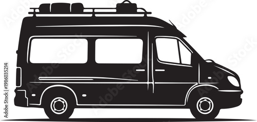 Van, camper van, vehicle, transportation, travel, road trip, silhouette