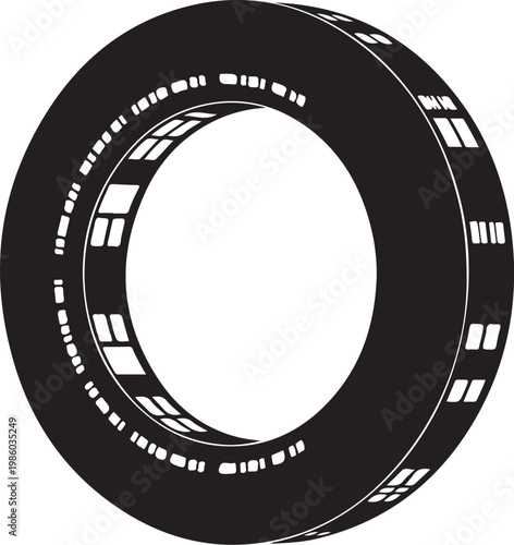 Black filmstrip, movie film strip, cinema element, vector icon