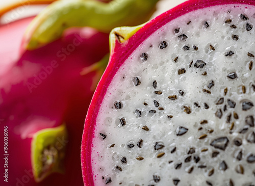 Dragon fruit on wooden table, closeup. Healthy food concept.