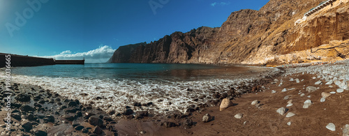 Wave on Playa de Los Guios Beach with Los Gigantes Cliffs, Tenerife, Canary Islands, Spain