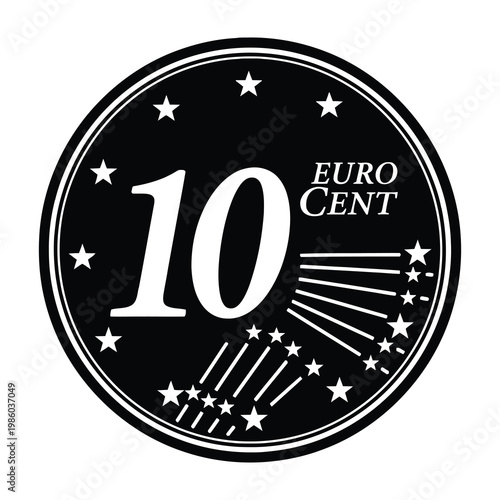 Ten Euro Cent Coin Reverse Side Design Isolated on White Background for Financial Concept Projects
