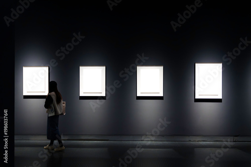 interior of gallery and blank frame