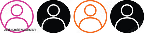 Four stylized profile icons with different colored outlines and fills