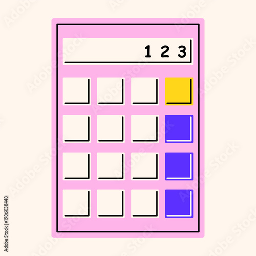 Cartoon calculator. Math device with buttons, electronic accounting school tool icon, finance and budget calculation equipment with keypad. Vector flat isolated illustration