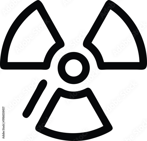 Nuclear Radiation Warning Symbol Outline Icon for Safety and Hazard Alert