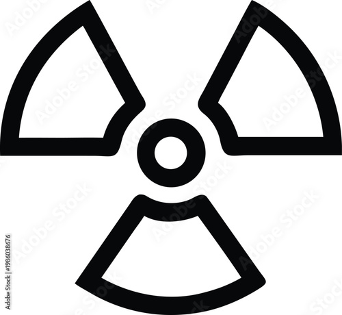 Radioactive Warning Symbol Simple Outline Design for Hazard Identification