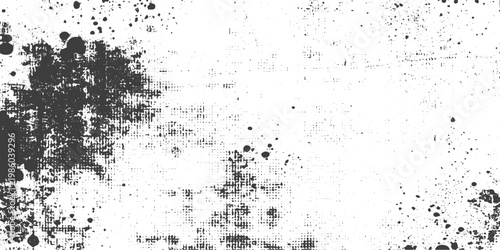 Abstract Black and White Grunge Vector Texture with Ink Splatters and Distressed Halftone Background