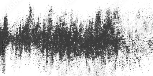 Distressed Grunge Soundwave Vector Illustration with Abstract Halftone Texture on White Background