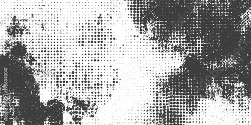 Abstract Black and White Grunge Halftone Texture Vector Background (2)