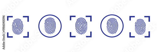 Fingerprint icon Graphic vector set. Fingerprint icon flat illustration set logo. Biometric authentication for security and access control.