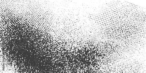 Abstract Black and White Grunge Halftone Texture Vector Background with Distressed Noise and Grain Elements