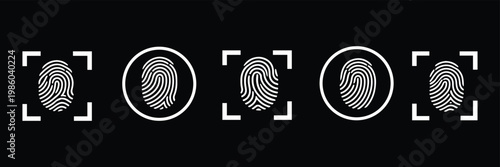 Fingerprint icon Graphic vector set. Fingerprint icon flat illustration set logo. Biometric authentication for security and access control.