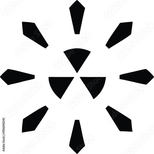 Sunburst Style Radial Symbol with Central Triangles and Spreading Petals Element