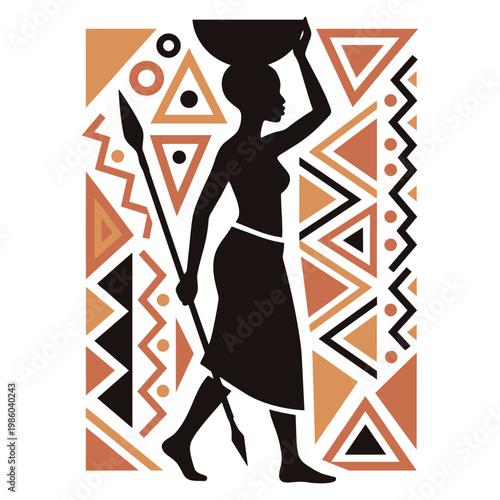 African woman carrying bowl on head.