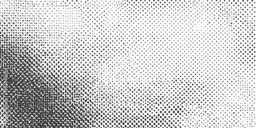 Black and White Grunge Halftone Texture Vector with Distressed Polka Dot Pattern for Vintage Graphic Design Background