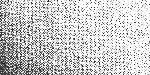 Black and White Halftone Gradient Background with Distressed Stipple Texture Vector