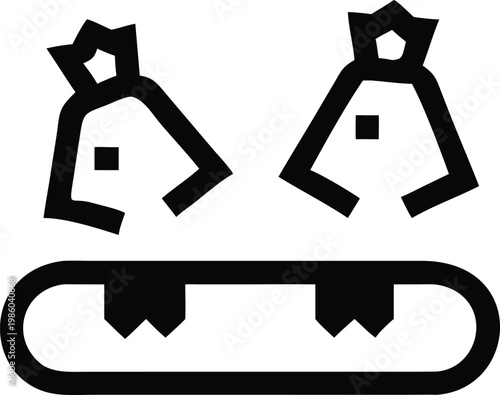 Two balanced money bags on a platform indicating financial comparison or equal value