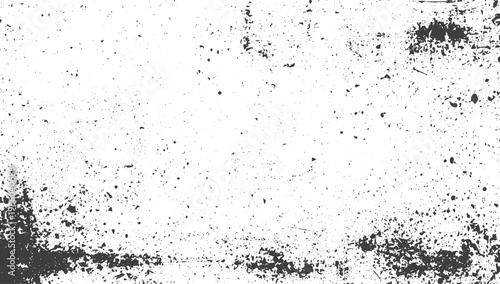 Black and White Distressed Grunge Texture Background Vector with Grain and Noise Overlay