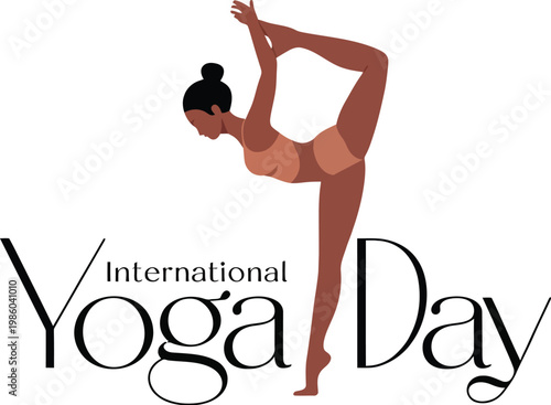 International yoga day with woman in dancer pose illustration