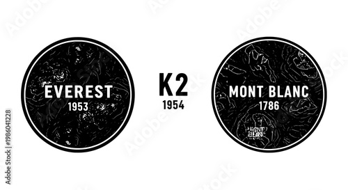 A Descriptive Illustration of Famous Mountains and Their Conquest Years