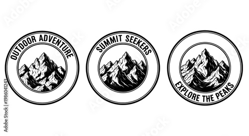 Outdoor Adventure Mountain Logo Set for Summit Seekers Exploration