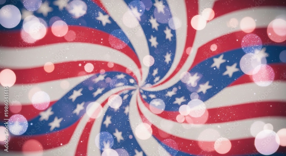 Fototapeta premium American flag spiral background with bokeh lights