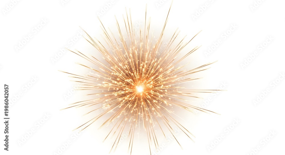 Fototapeta premium Golden Firework Burst on White Background