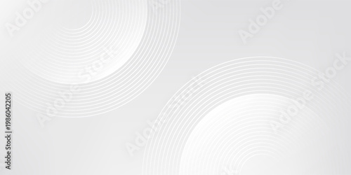 Abstract White Minimalist Background with Subtle Grey Concentric Circles, Modern Clean Soft Gradient Vector Design, Elegant Light Linear Wave Texture for Corporate Presentation