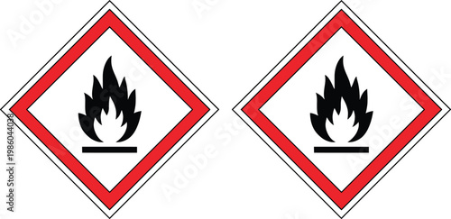 Hazard symbols indicating flammable liquids and combustible materials