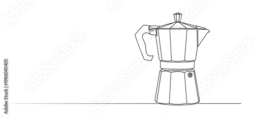 Italian coffee maker mocha pot vector continuous line drawing, kitchen utensil concept.